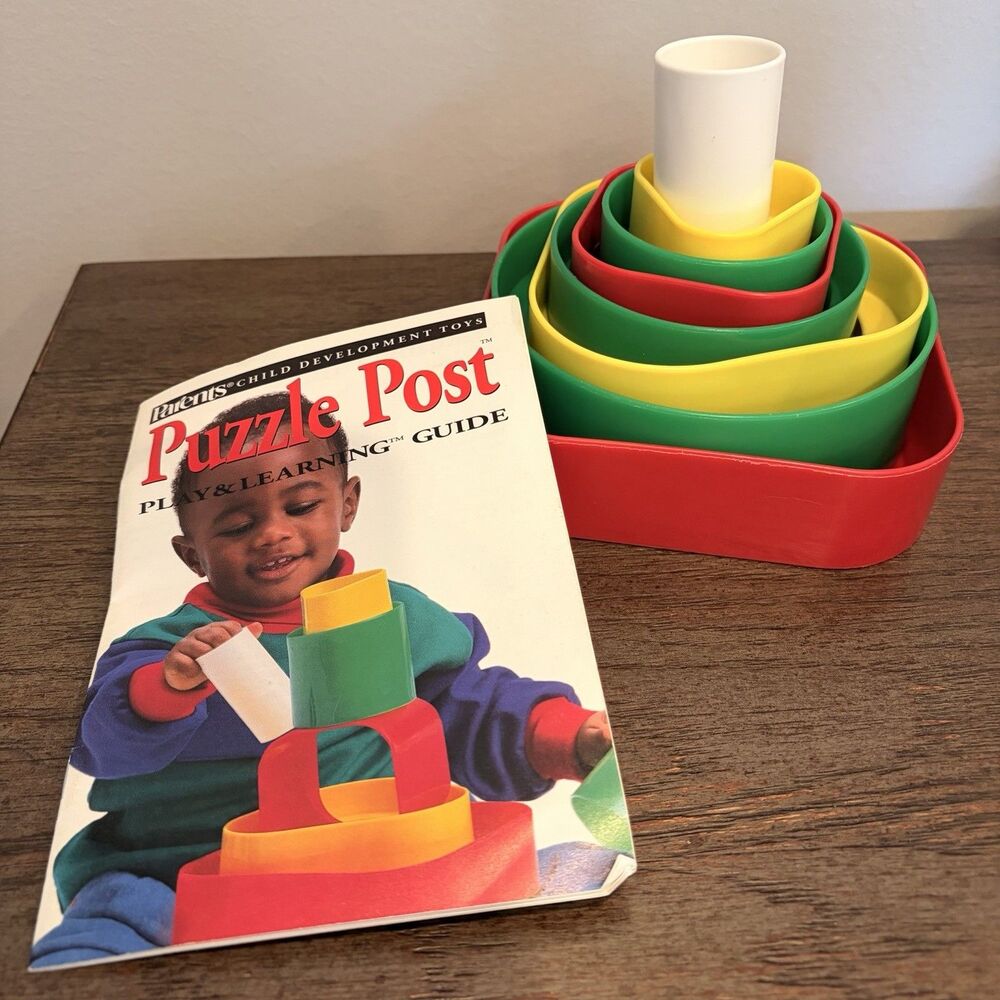 EUC Parents Child Development Toys Puzzle Post Stacking Primary Colors